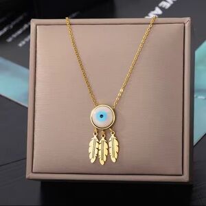 Golden Evil Eye Clavicle Necklace